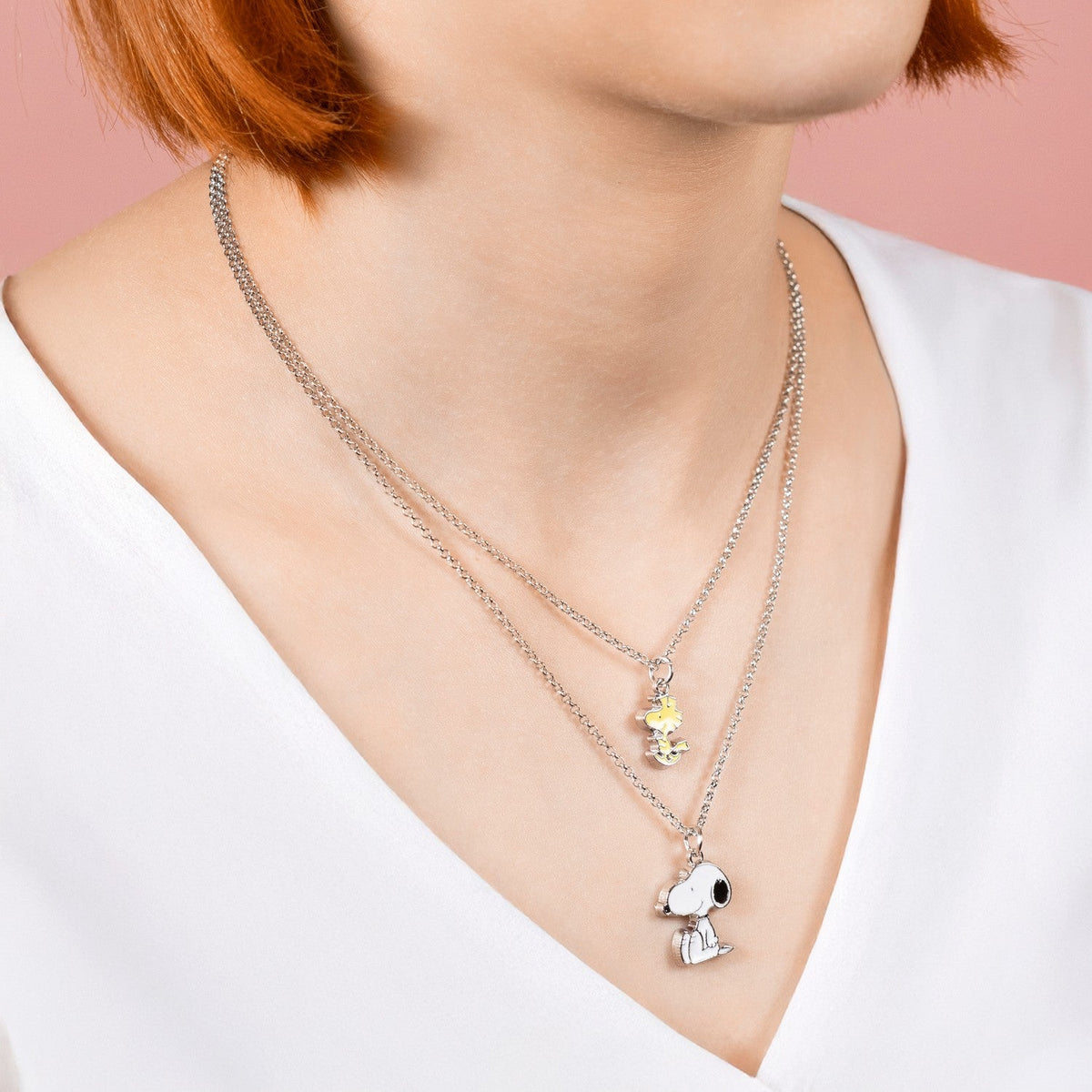 Collectable Peanuts Snoopy And Woodstock 2Pc Necklace NH01144RL-16.PH
