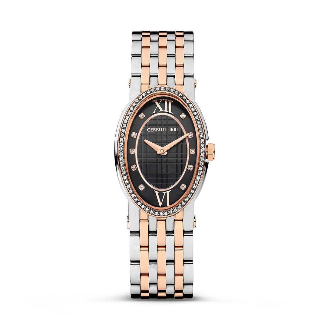 Cerruti Two Tone Bracelet  Black Dial Watch CIWLG2226103