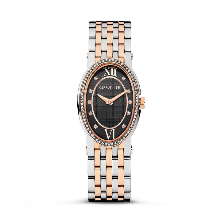 Cerruti Two Tone Bracelet  Black Dial Watch CIWLG2226103