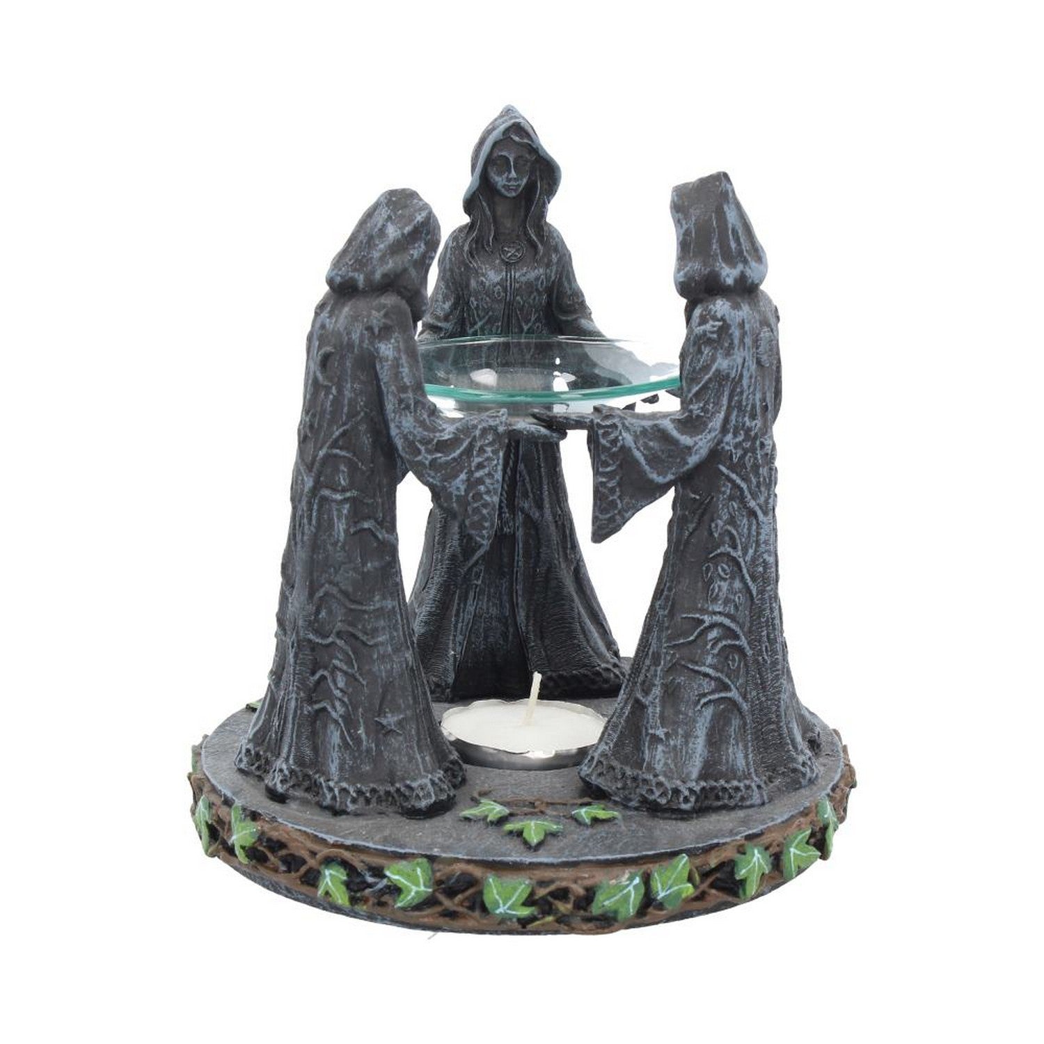 Pagan Magik Circle Triple Moon Oil Burner. (16cm) NOW127