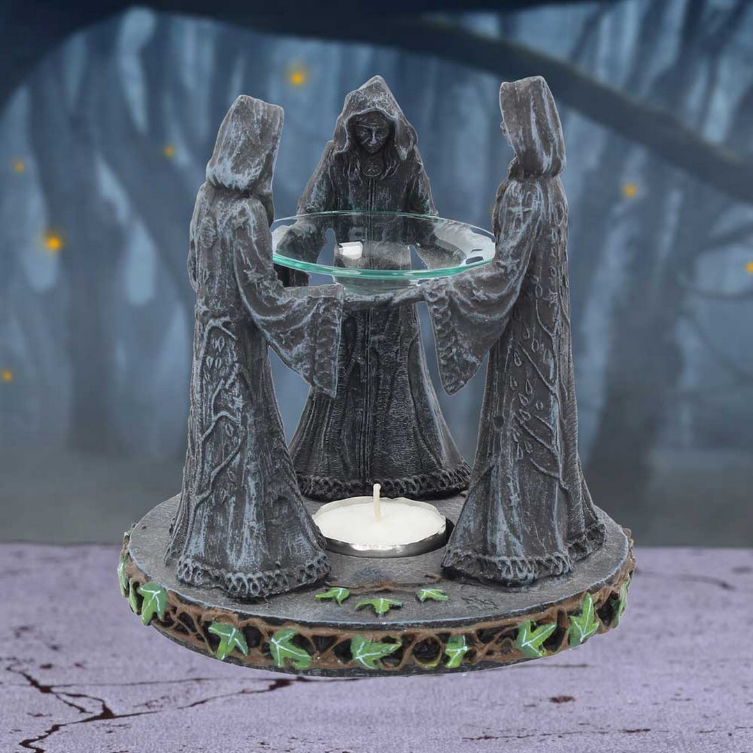 Pagan Magik Circle Triple Moon Oil Burner. (16cm) NOW127