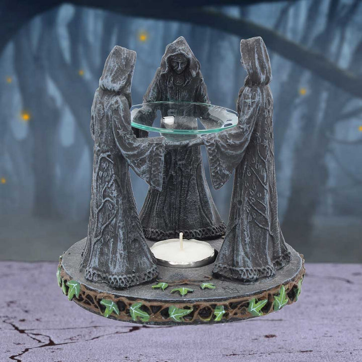 Pagan Magik Circle Triple Moon Oil Burner. (16cm) NOW127