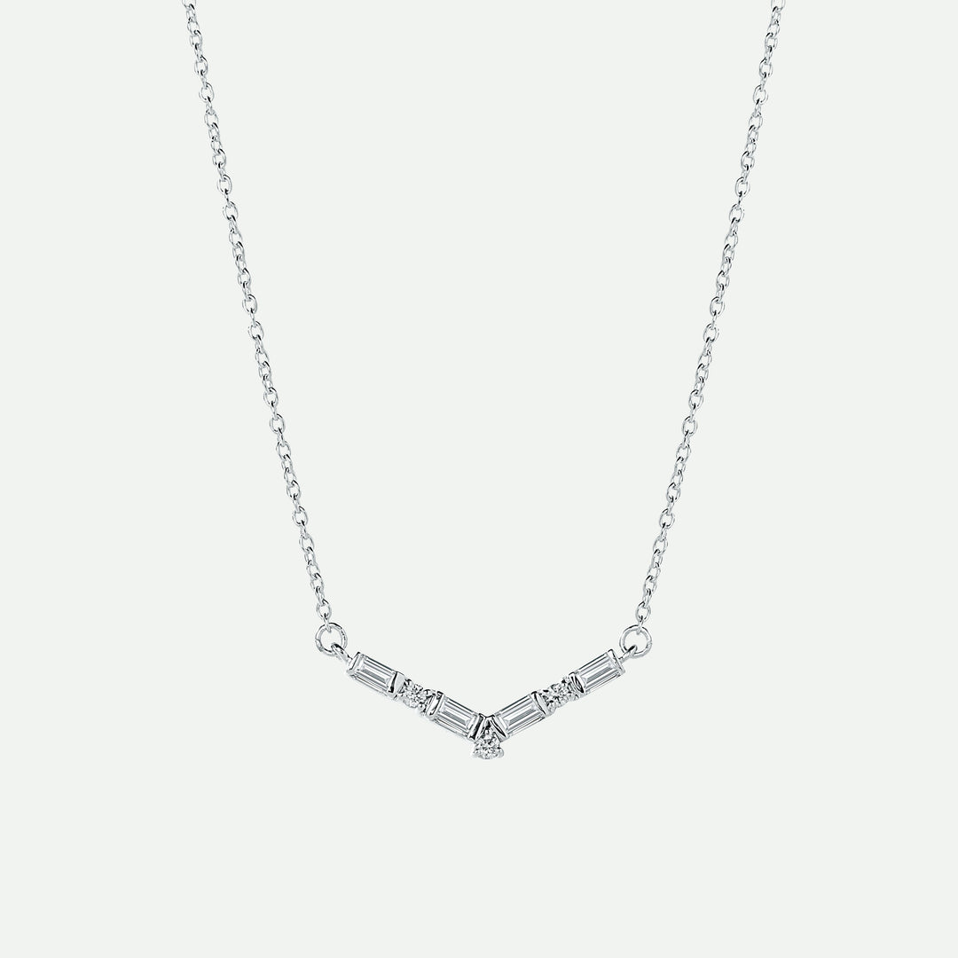 Nadia | 9ct White Gold 0.13ct tw Lab Grown Diamond Chevron Necklace