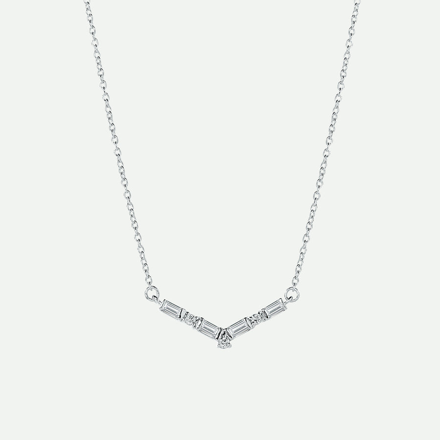 Nadia | 9ct White Gold 0.13ct tw Lab Grown Diamond Chevron Necklace