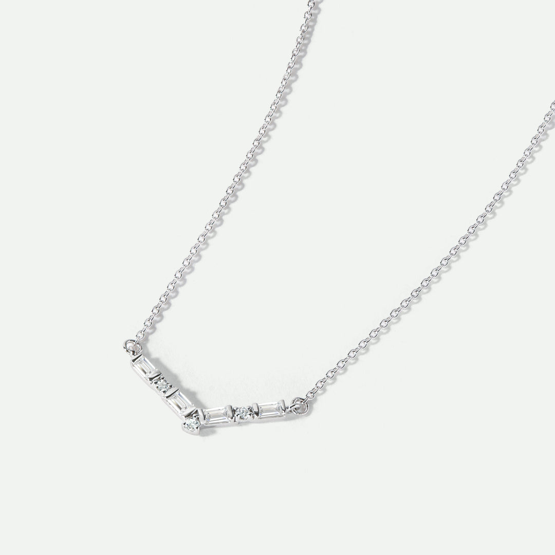 Nadia | 9ct White Gold 0.13ct tw Lab Grown Diamond Chevron Necklace