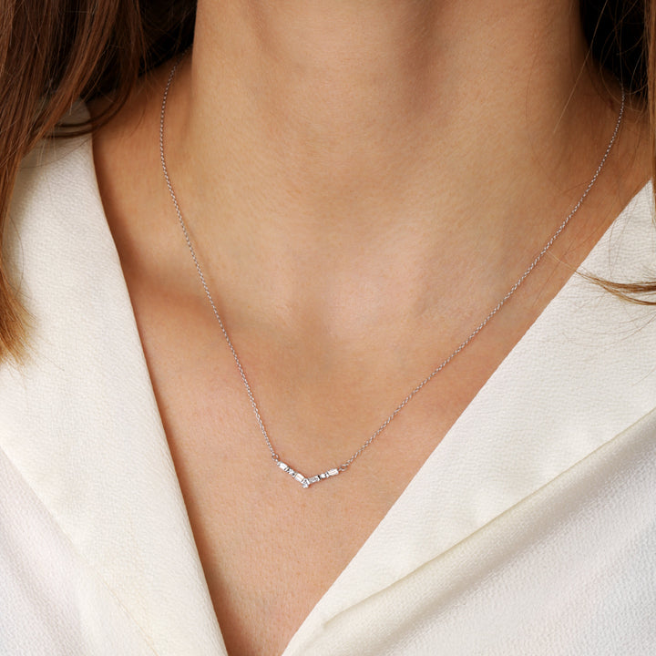 Nadia | 9ct White Gold 0.13ct tw Lab Grown Diamond Chevron Necklace