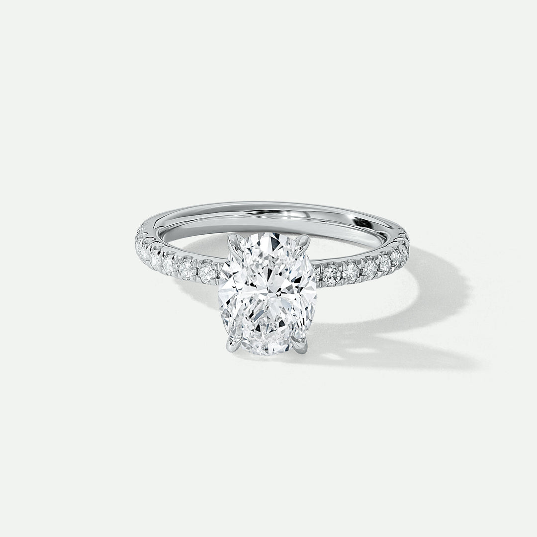 Naomi | Platinum 2.30ct tw Oval Lab Grown Diamond Ring Hidden Halo