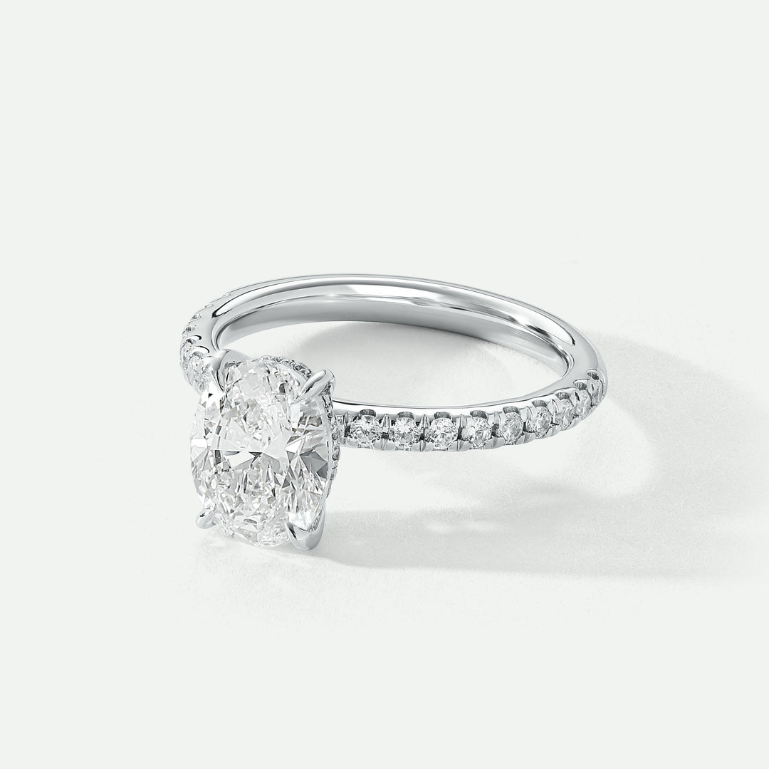 Naomi | Platinum 2.30ct tw Oval Lab Grown Diamond Ring Hidden Halo