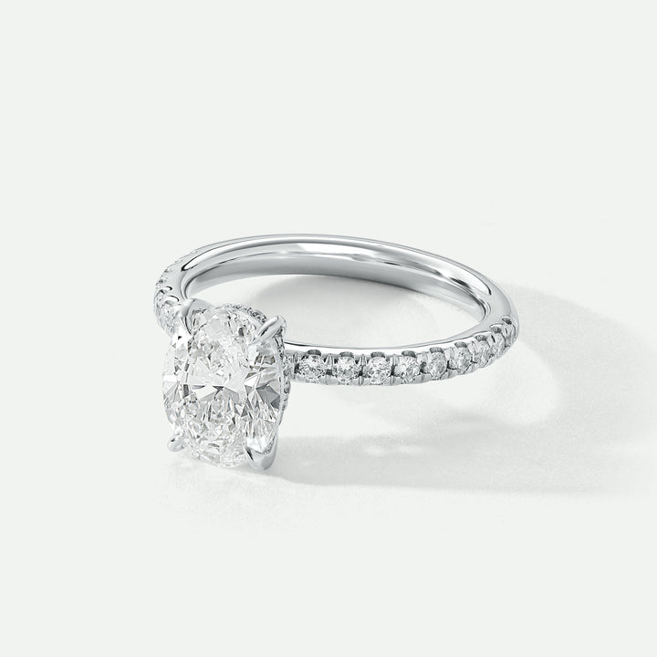 Naomi | Platinum 2.30ct tw Oval Lab Grown Diamond Ring Hidden Halo