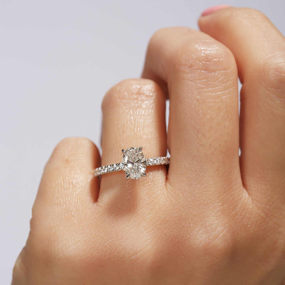 Naomi | Platinum 2.30ct tw Oval Lab Grown Diamond Ring Hidden Halo