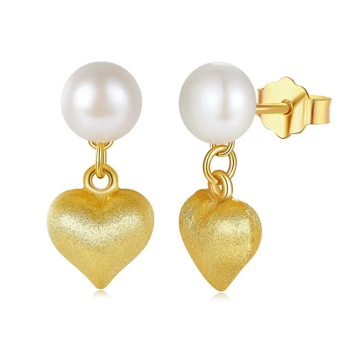 Natural Freshwater Pearl Heart Drop Earrings