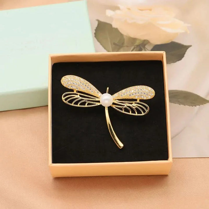 Natural Freshwater Pearl Dragonfly Brooch