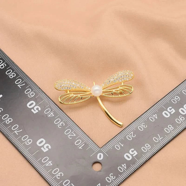 Natural Freshwater Pearl Dragonfly Brooch