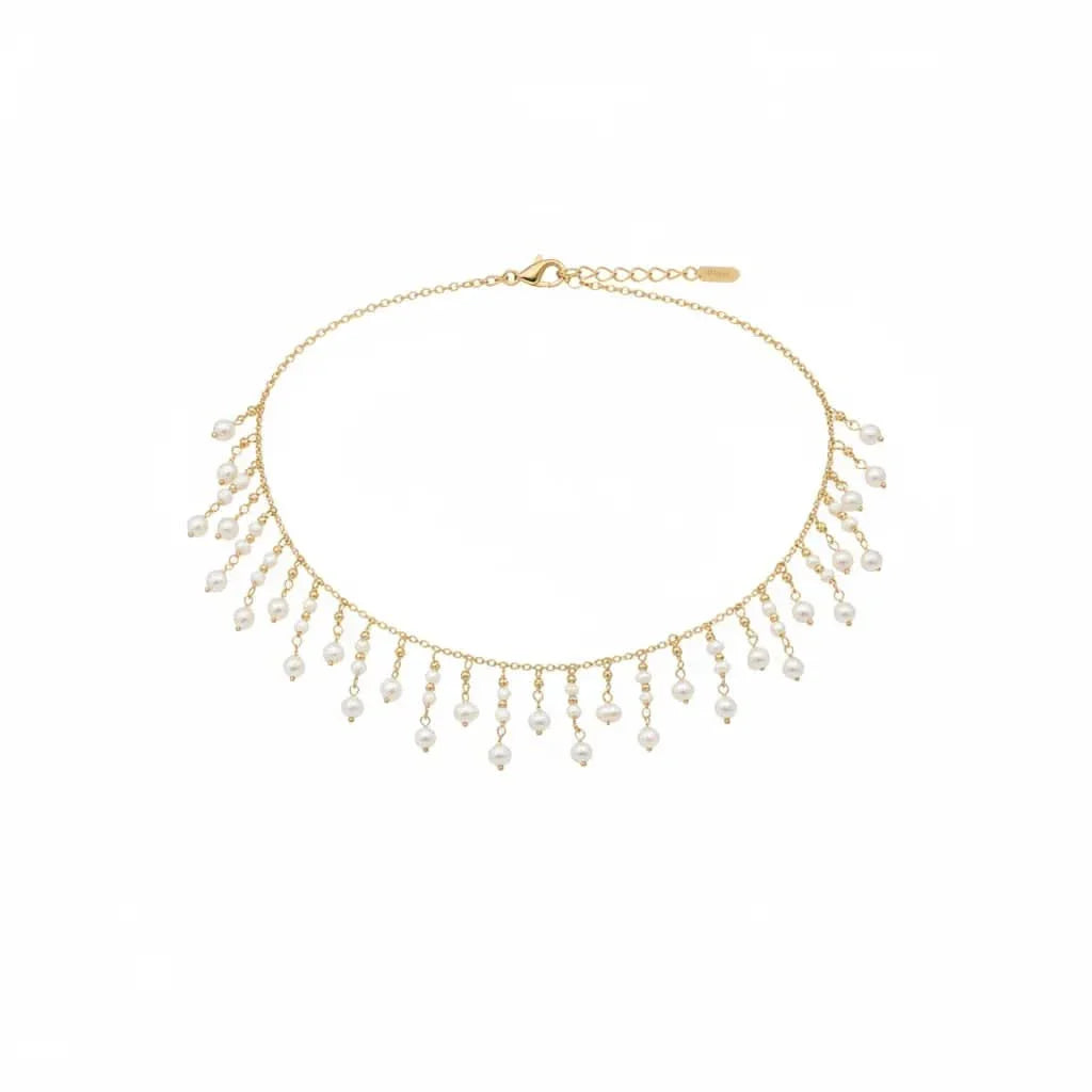 Natural Freshwater Pearl Tassel Choker Chain