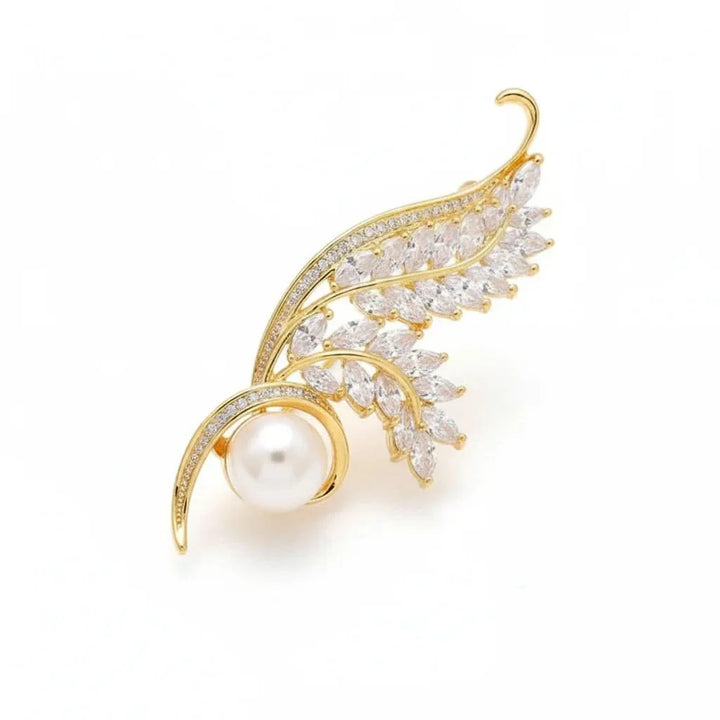 Natural Pearl Zircon Wheat Brooch