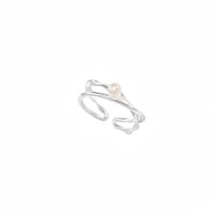Natural freshwater pearl irregular silver design ring