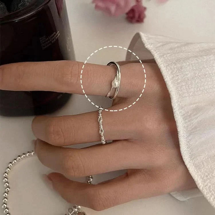 Natural freshwater pearl irregular silver design ring