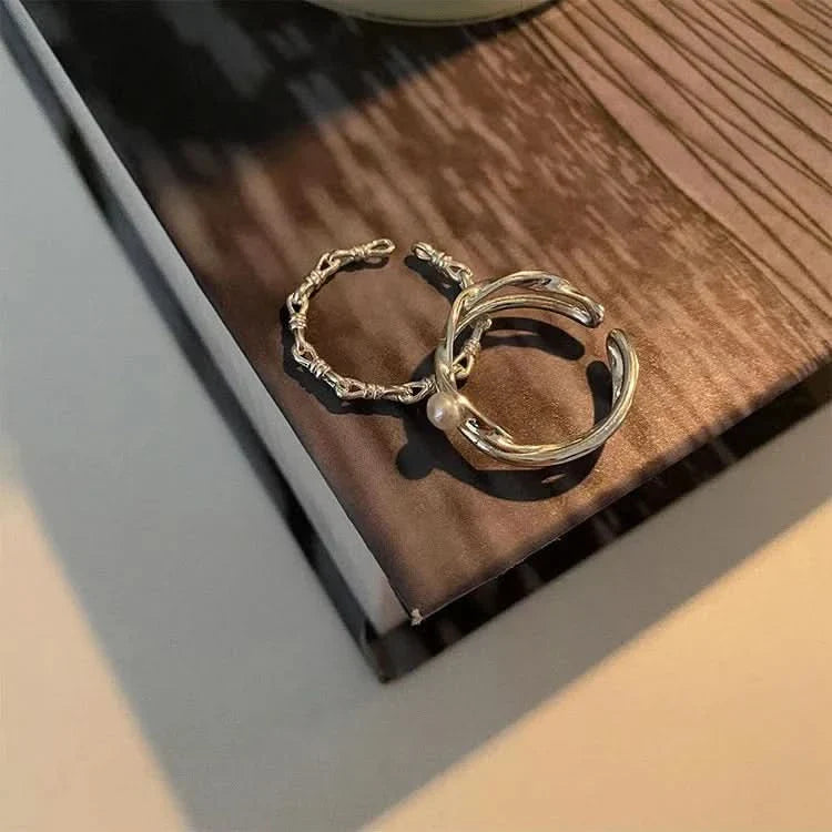 Natural freshwater pearl irregular silver design ring