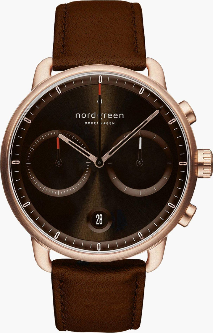 Gents Pioneer Leather Rose Gold 42mm Watch PI42RGLEBRBS