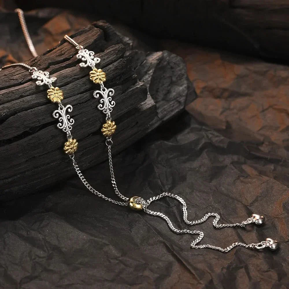 Vintage Flower Gold and Silver Chain Necklace