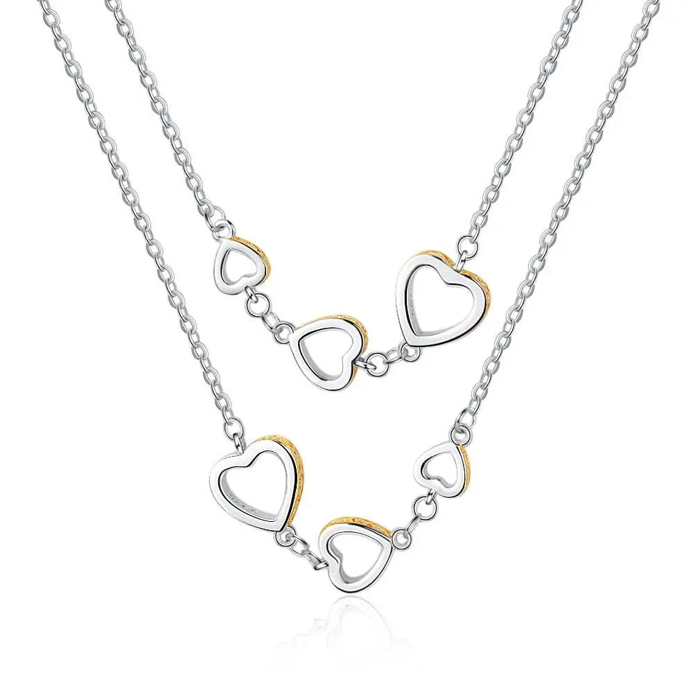 Double Layer Heart Silver Necklace