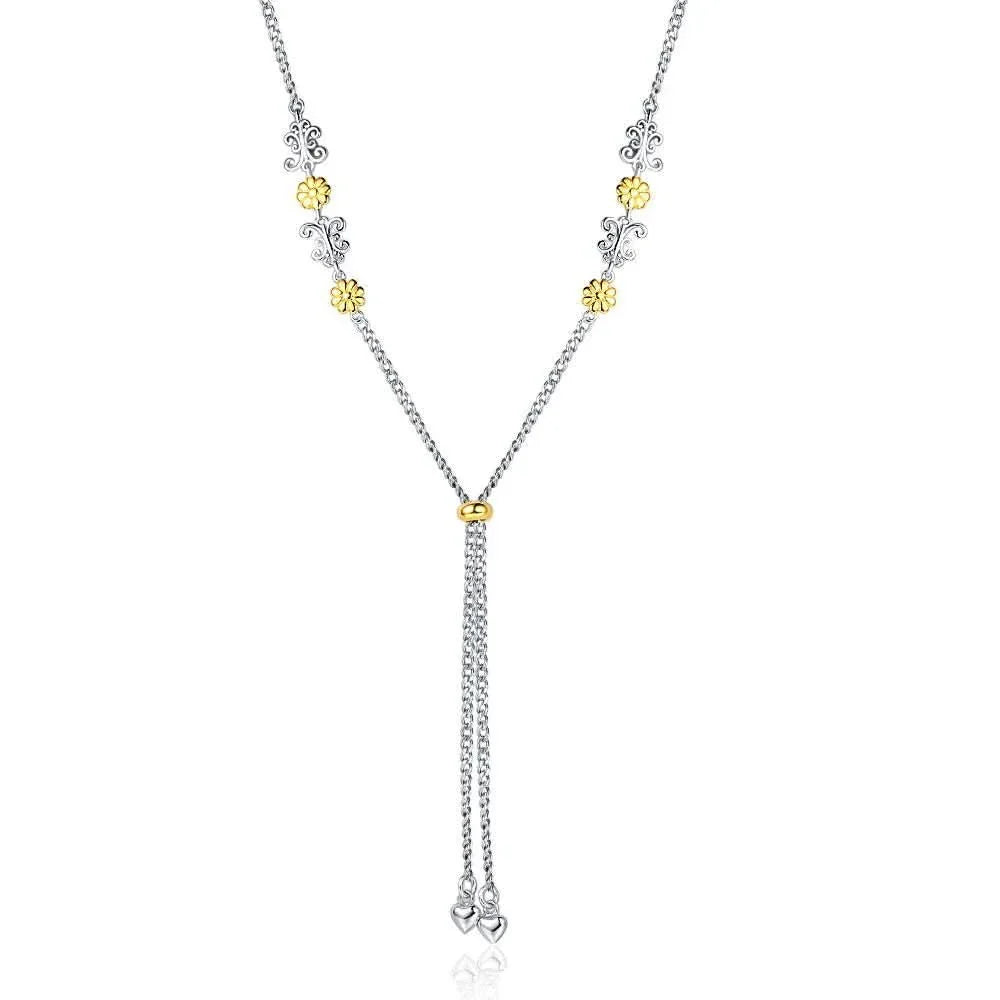 Vintage Flower Gold and Silver Chain Necklace