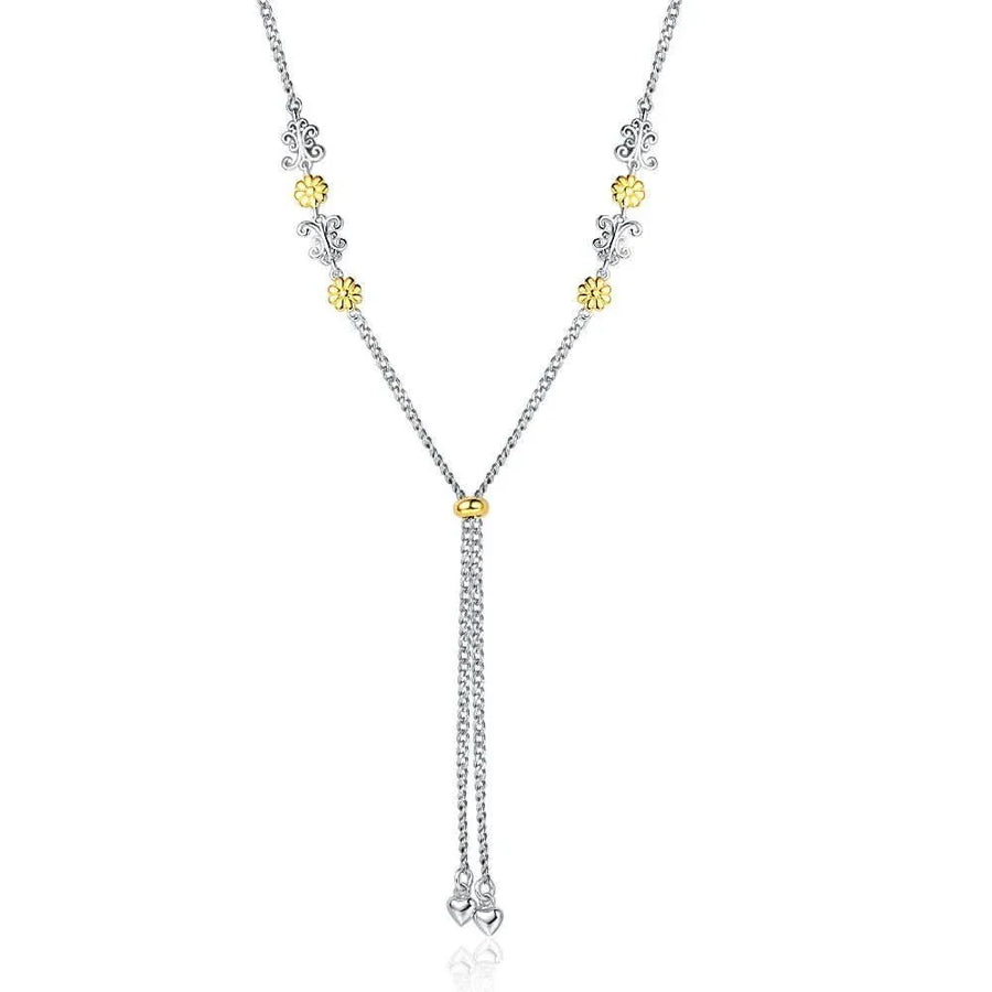 Vintage Flower Gold and Silver Chain Necklace