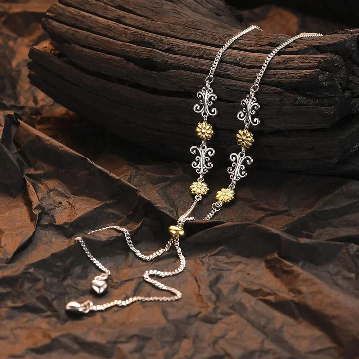Vintage Flower Gold and Silver Chain Necklace
