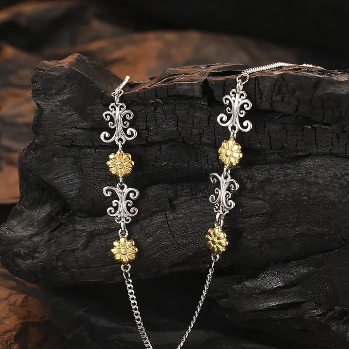 Vintage Flower Gold and Silver Chain Necklace