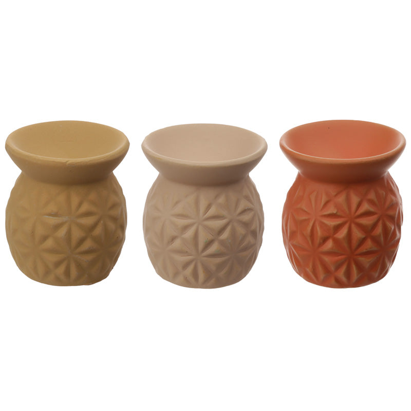 Eden Ceramic Oil Burner with Embossed Triangle Pattern OB316