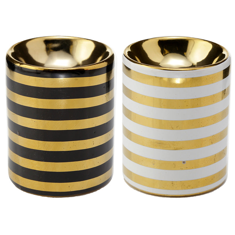 Eden Metallic Gold Stripe Ceramic Mini Oil Burner OB339