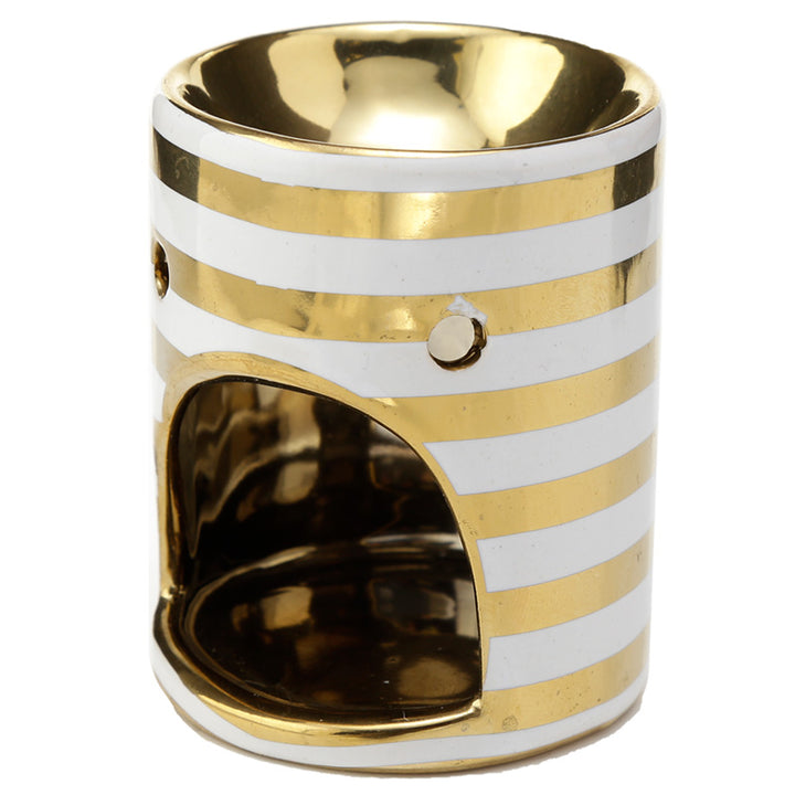 Eden Metallic Gold Stripe Ceramic Mini Oil Burner OB339