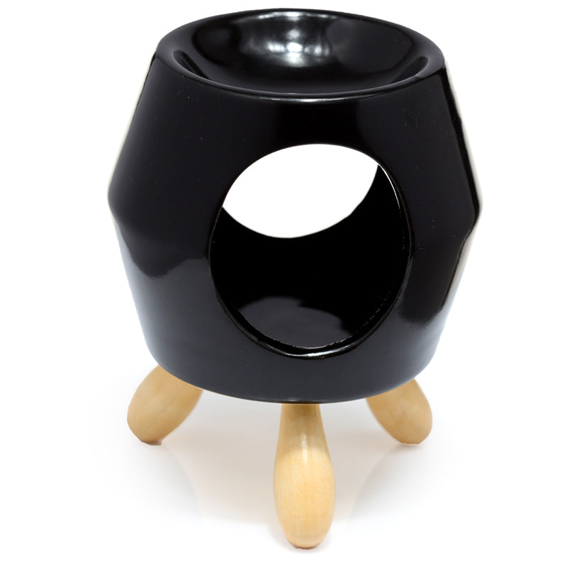 Eden Black Abstract Ceramic Oil Burner with Feet OB344B