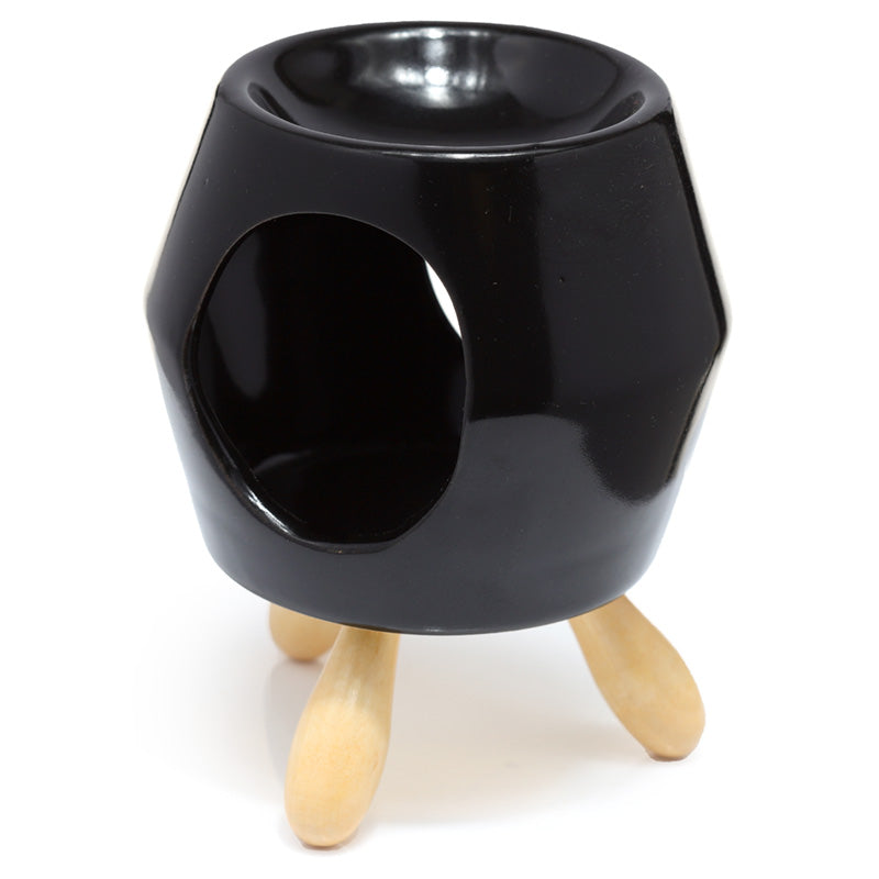Eden Black Abstract Ceramic Oil Burner with Feet OB344B