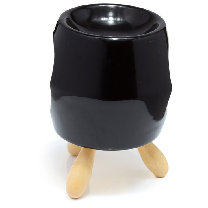 Eden Black Abstract Ceramic Oil Burner with Feet OB344B