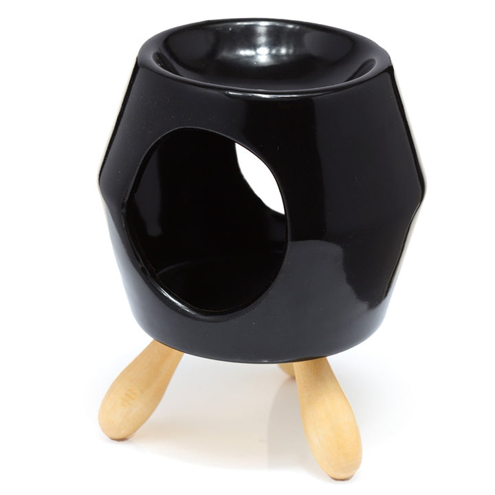 Eden Black Abstract Ceramic Oil Burner with Feet OB344B