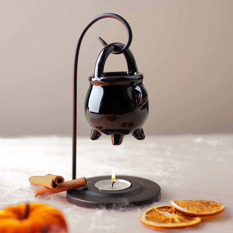 Black Cauldron Hanging Oil Burner with Stand OB411