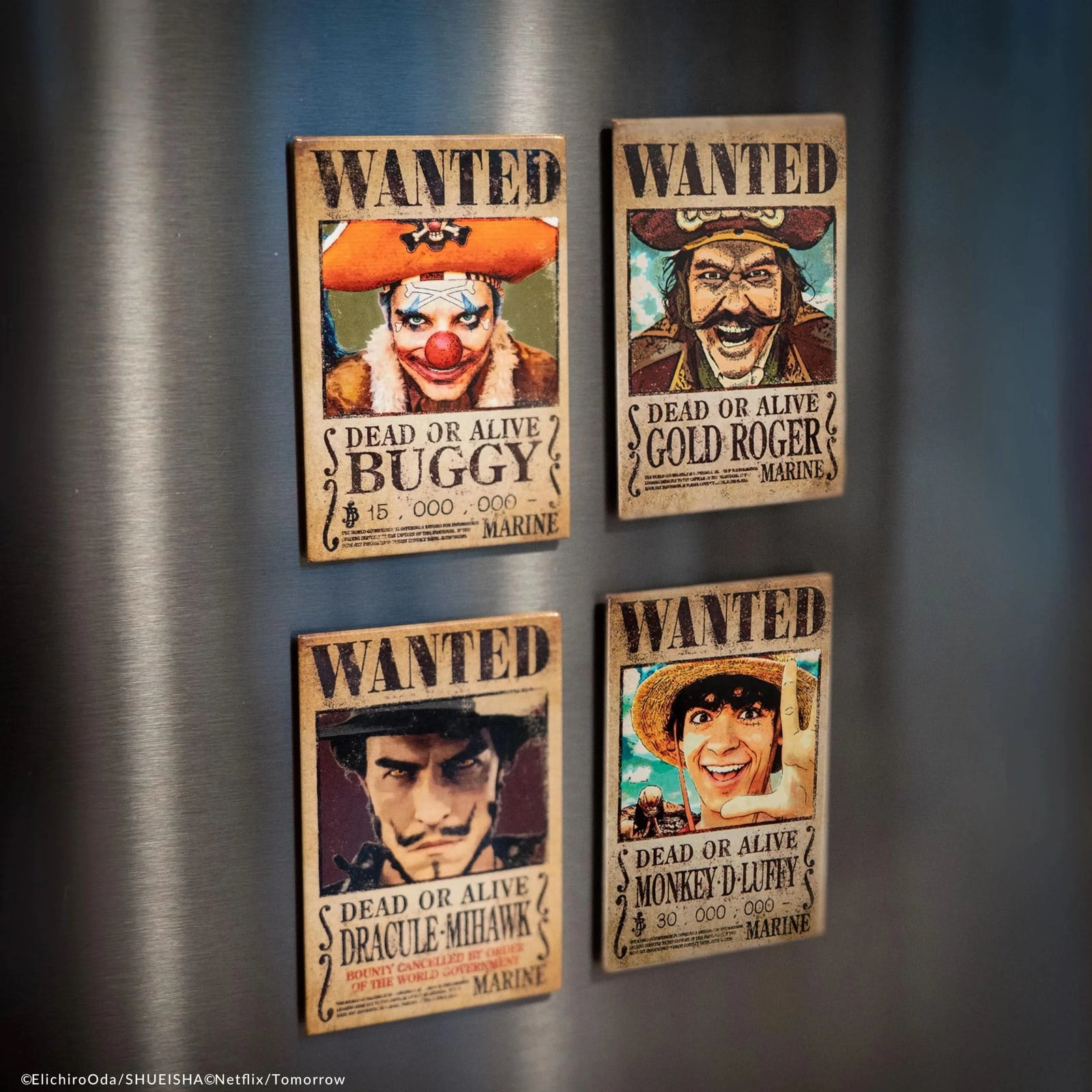 One Piece Set Of 4 One Piece Wanted Magnets CR3290