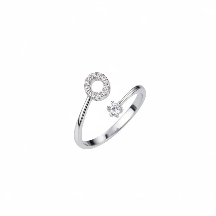 Diamond Initial Letter Silver Ring