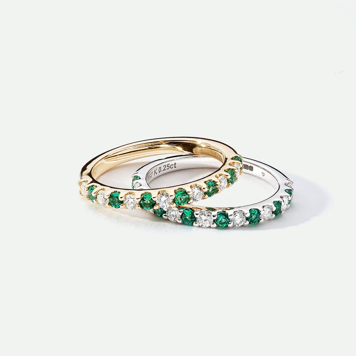 Odette | 9ct White Gold 0.25ct tw Lab Grown Diamond and Created Emerald Eternity Ring