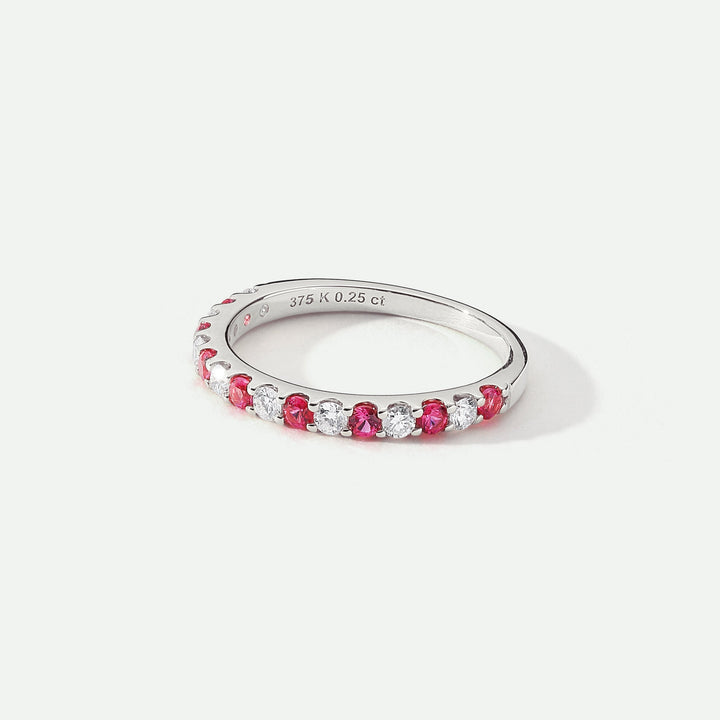 Odette | 9ct White Gold 0.25ct tw Lab Grown Diamond and Created Ruby Eternity Ring-2