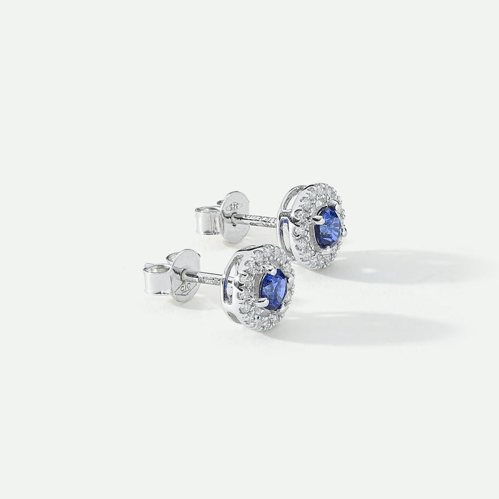 Orla | 9ct White Gold Lab Grown Diamond and Created Sapphire Earrings