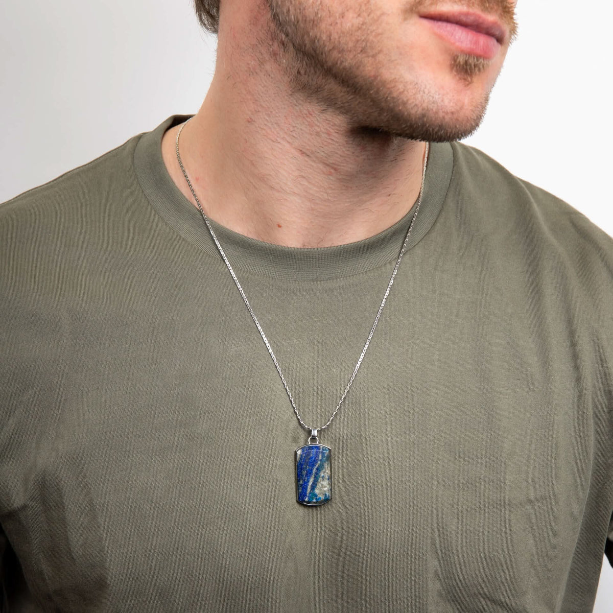 Lapis Stone Dog Tag Pendant P5503
