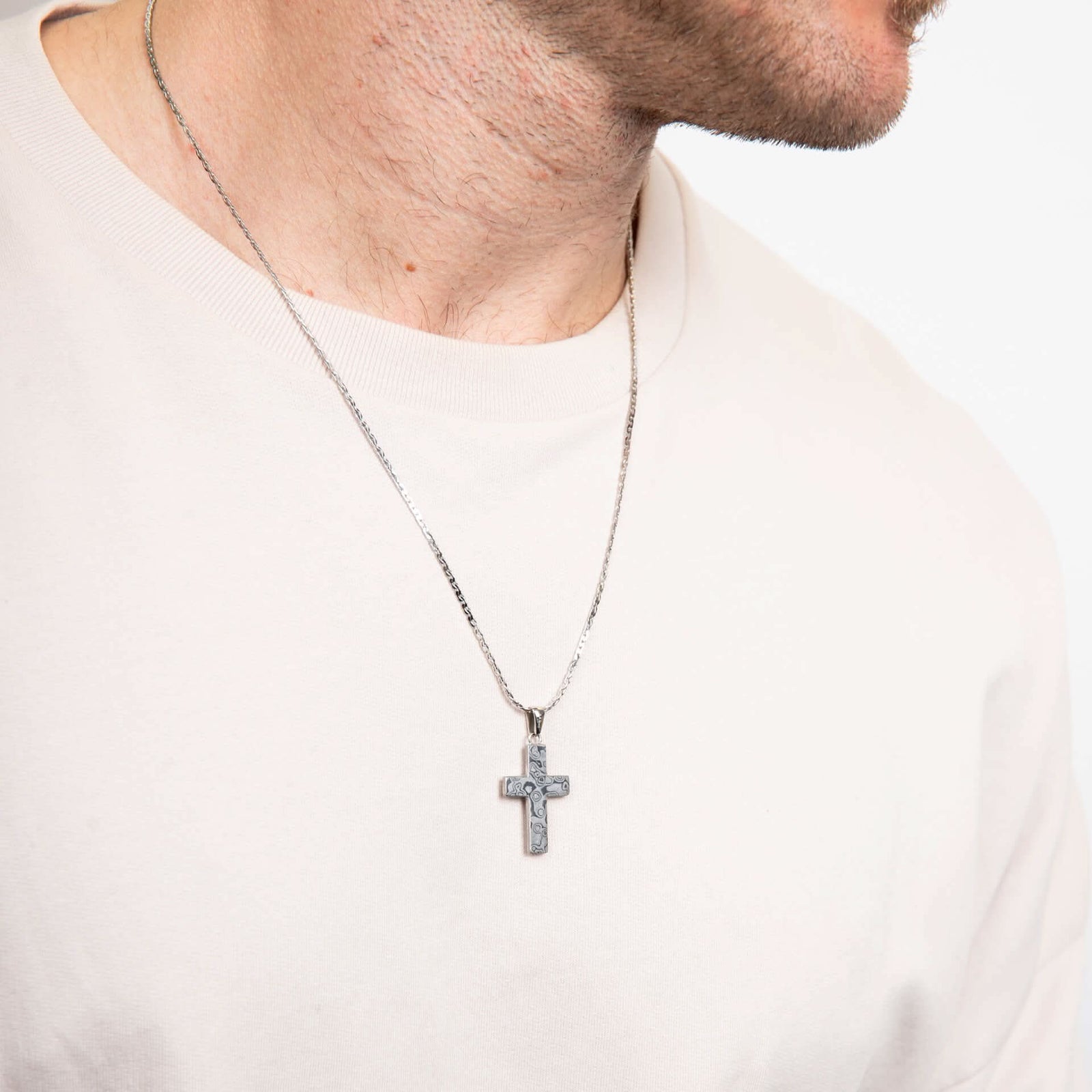 Damascus Stainless Steel Cross Pendant P5504