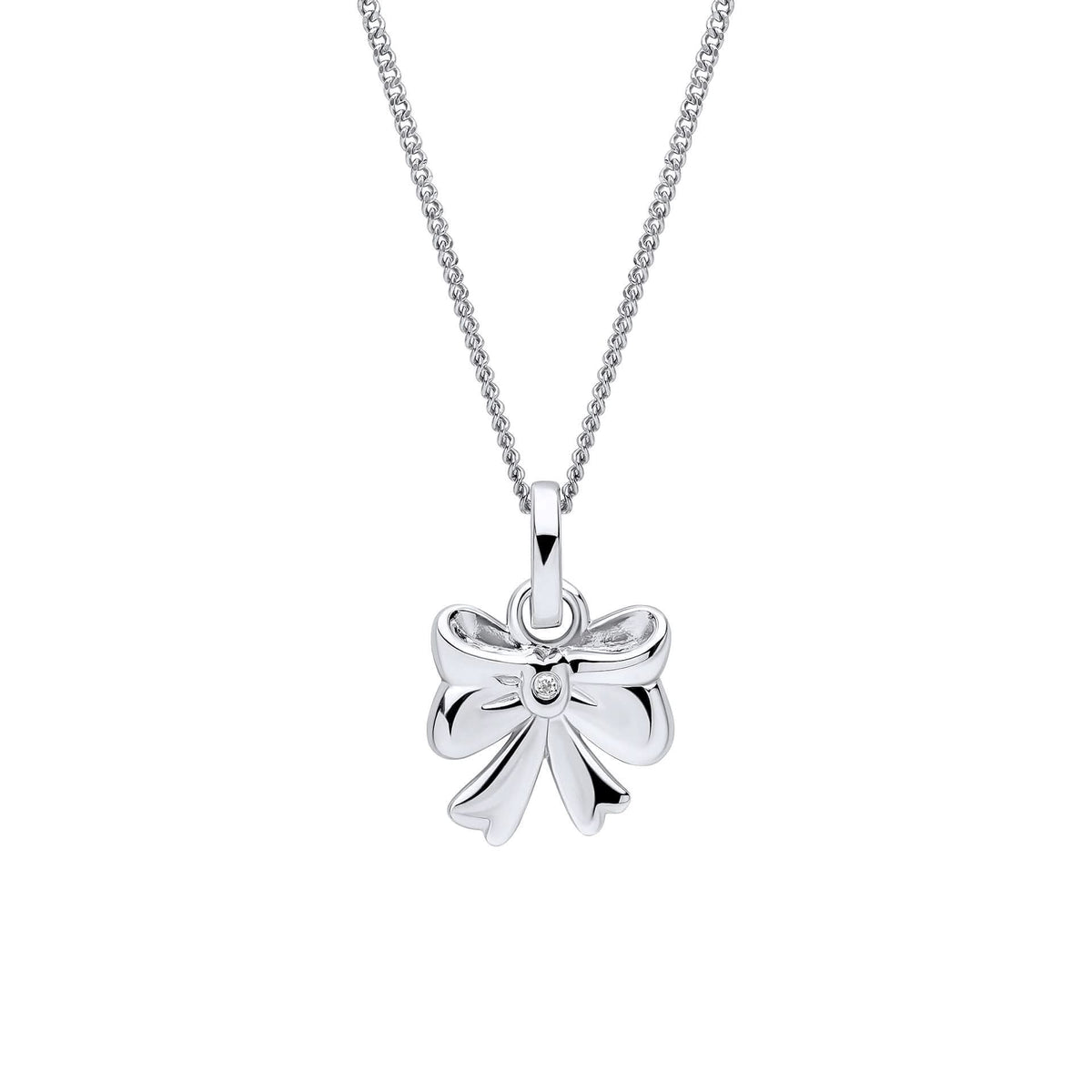 D for Diamond Sterling Silver Bow Pendant P5513