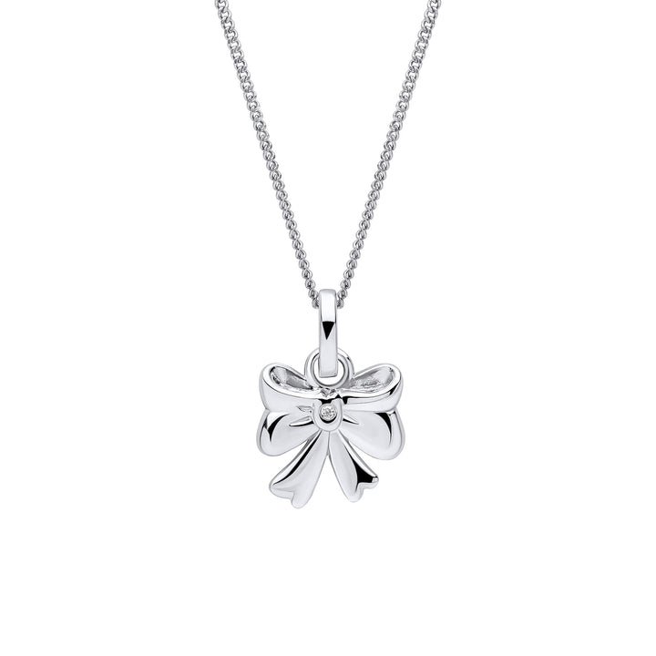 D for Diamond Sterling Silver Bow Pendant P5513