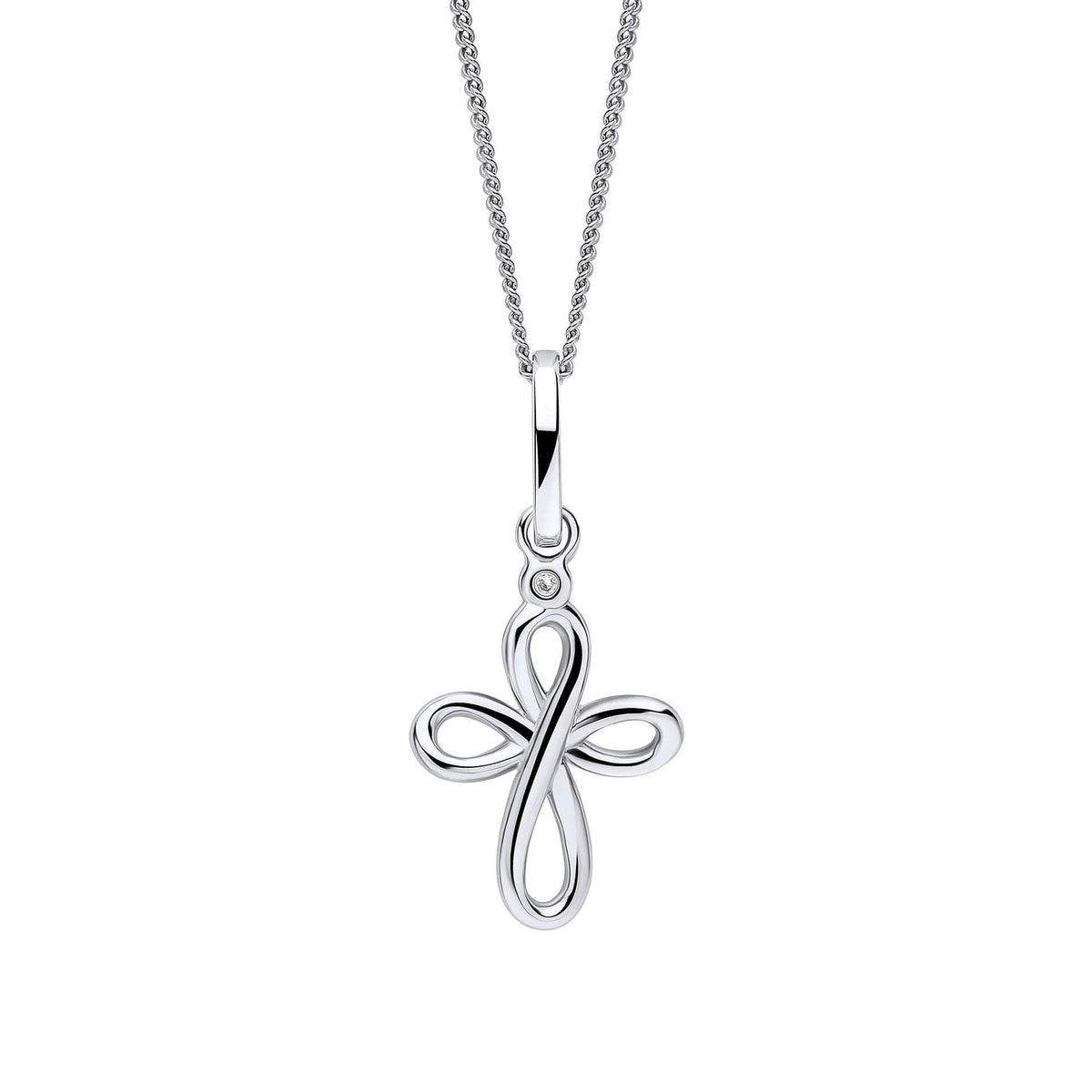 D for Diamond Sterling Silver Cross Pendant P5514