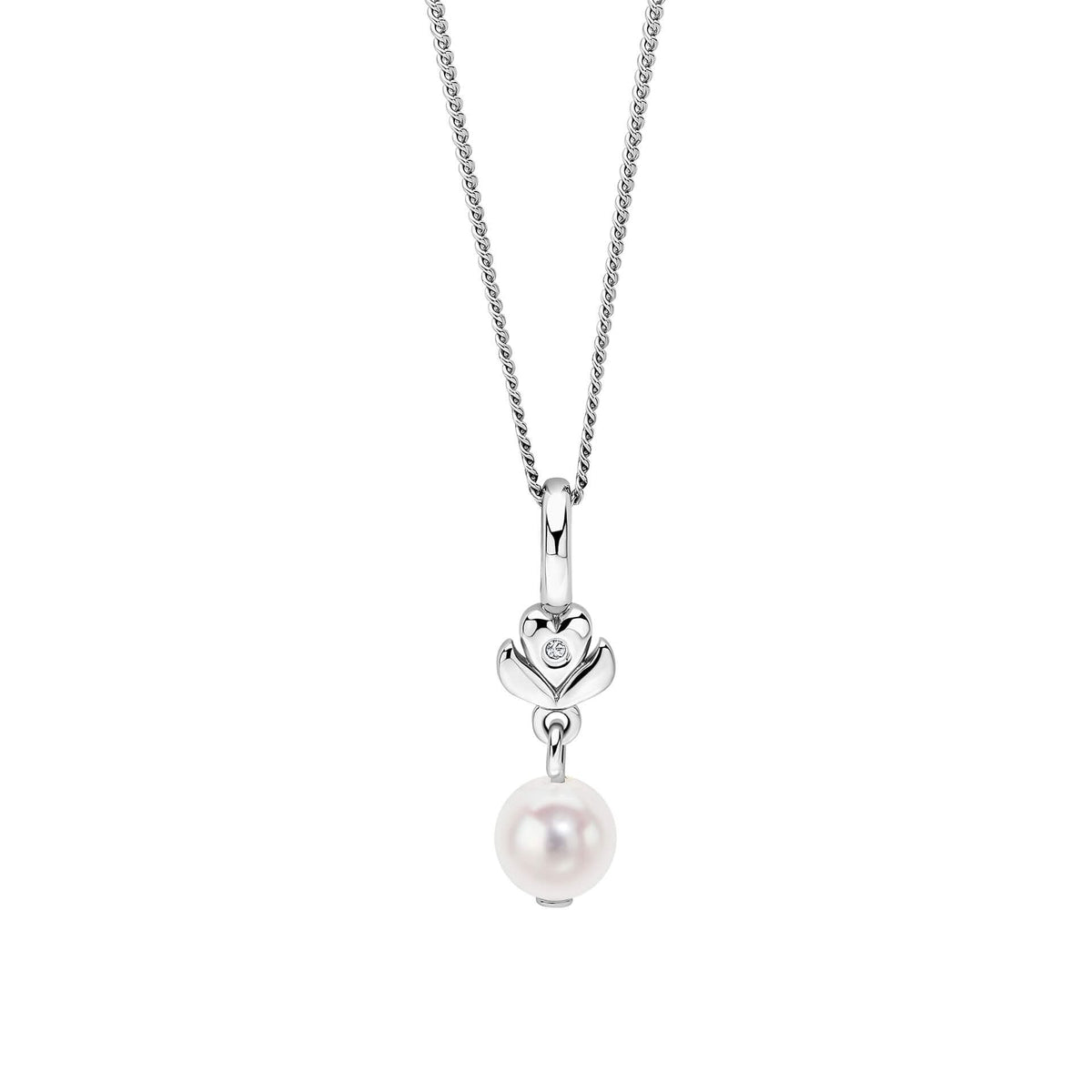 D for Diamond Sterling Silver Pearl Pendant P5515W
