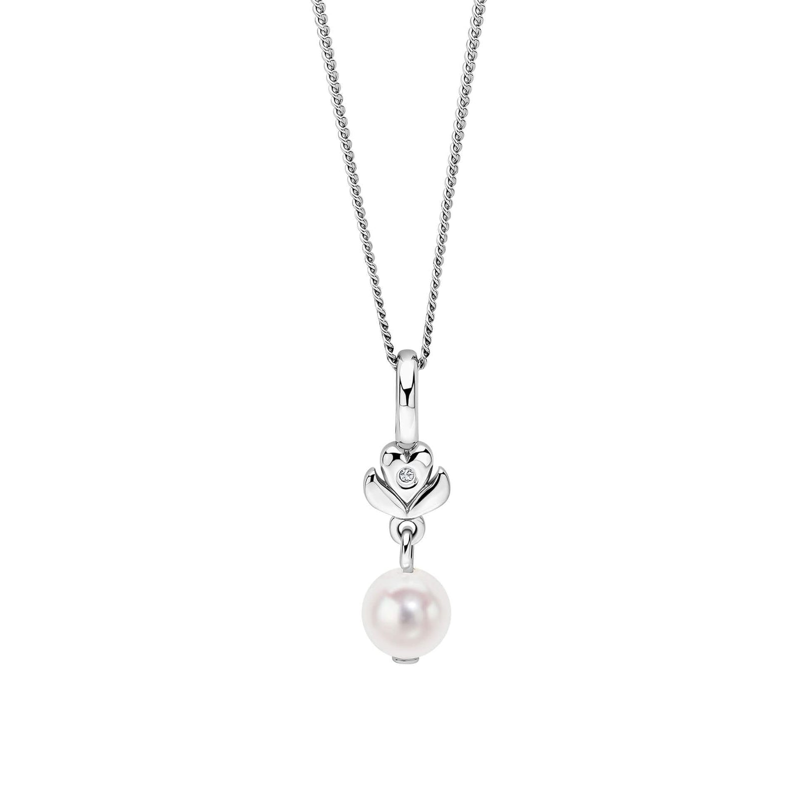 D for Diamond Sterling Silver Pearl Pendant P5515W