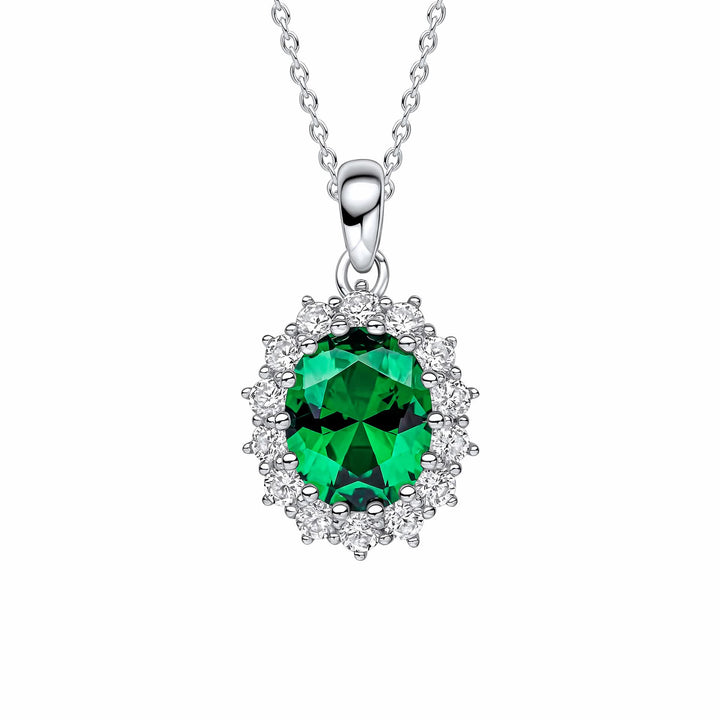 Diamonfire Oval Green Nano White Cubic Zirconia Pendant P5517